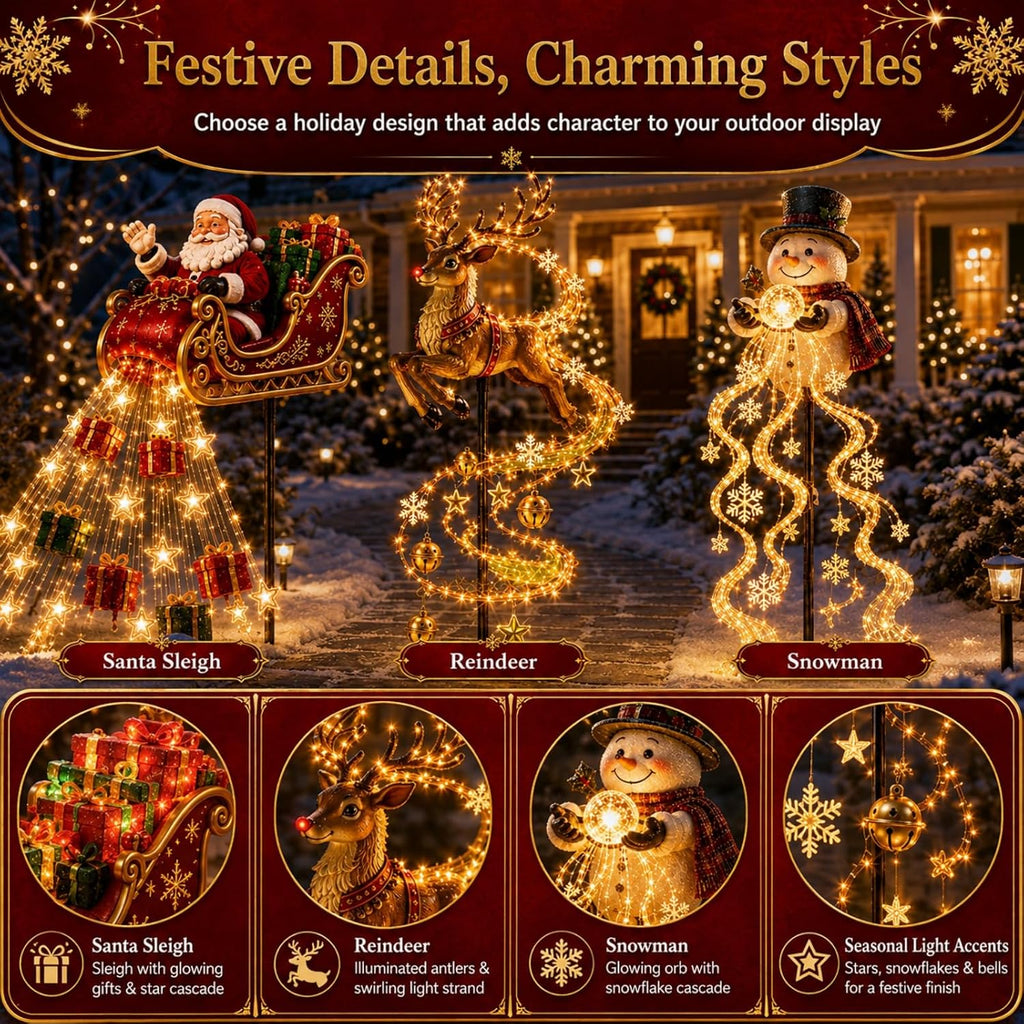2026 New Santa’s Flying Sleigh Gift Cascade–Solar Christmas Garden Light