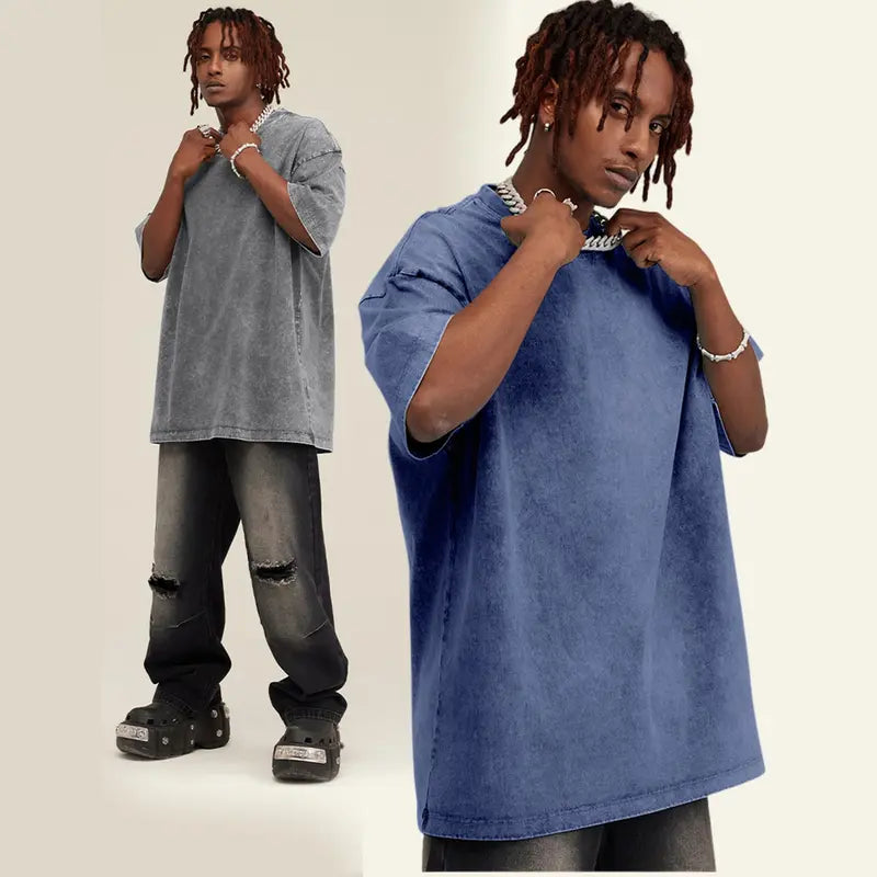 ✨Big Discount✨3 Pack Acid Wash Oversized T Shirt Unisex Cotton Crew Neck Casual Streetwear Basic Tops