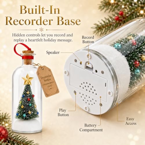 （B2G1 Free）2026 Recordable Christmas Tree Message Bottle Xmas Holiday Keepsake Christmas Props Christmas Ornament Christmas Tree Ornaments