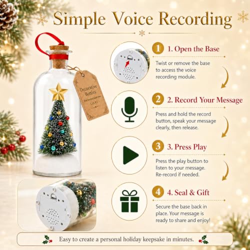（B2G1 Free）2026 Recordable Christmas Tree Message Bottle Xmas Holiday Keepsake Christmas Props Christmas Ornament Christmas Tree Ornaments