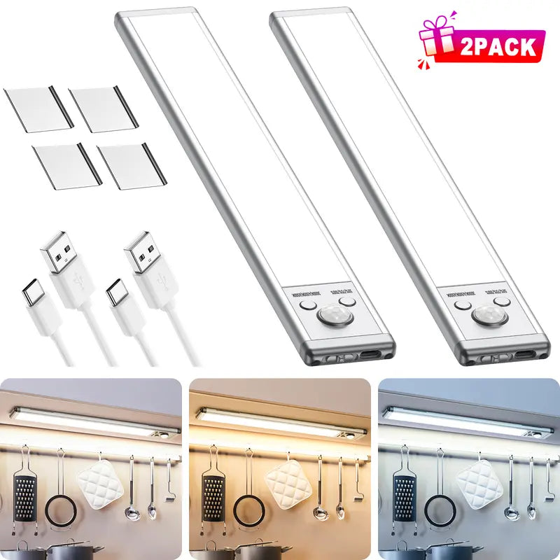 ✨Under Cabinet Lights,Motion Sensor Night Light Indoor,1500mAh USB Rechargeable Light,Magnetic Installation Dimmable Lights for Kitchen,Wardrobe,Pantry, Closet,Bathroom,Stairs,Sink Cabinet,Garage