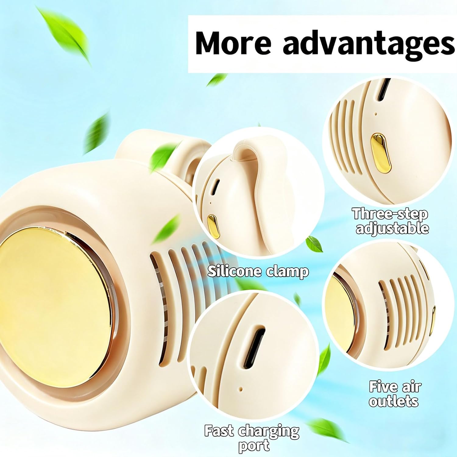 🔥Limited Time Discount｜Clip On Button Mini Bladeless Fan ✨360° Adjustable USB Rechargeable Portable Outdoor Fan