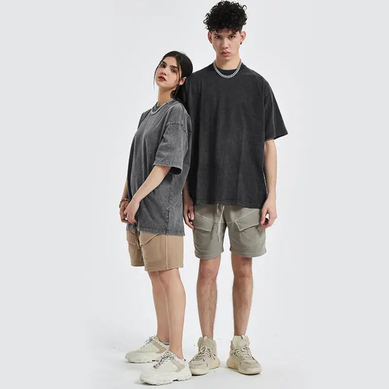 ✨Big Discount✨3 Pack Acid Wash Oversized T Shirt Unisex Cotton Crew Neck Casual Streetwear Basic Tops