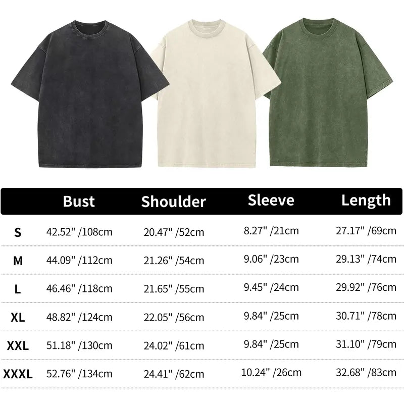 ✨Big Discount✨3 Pack Acid Wash Oversized T Shirt Unisex Cotton Crew Neck Casual Streetwear Basic Tops