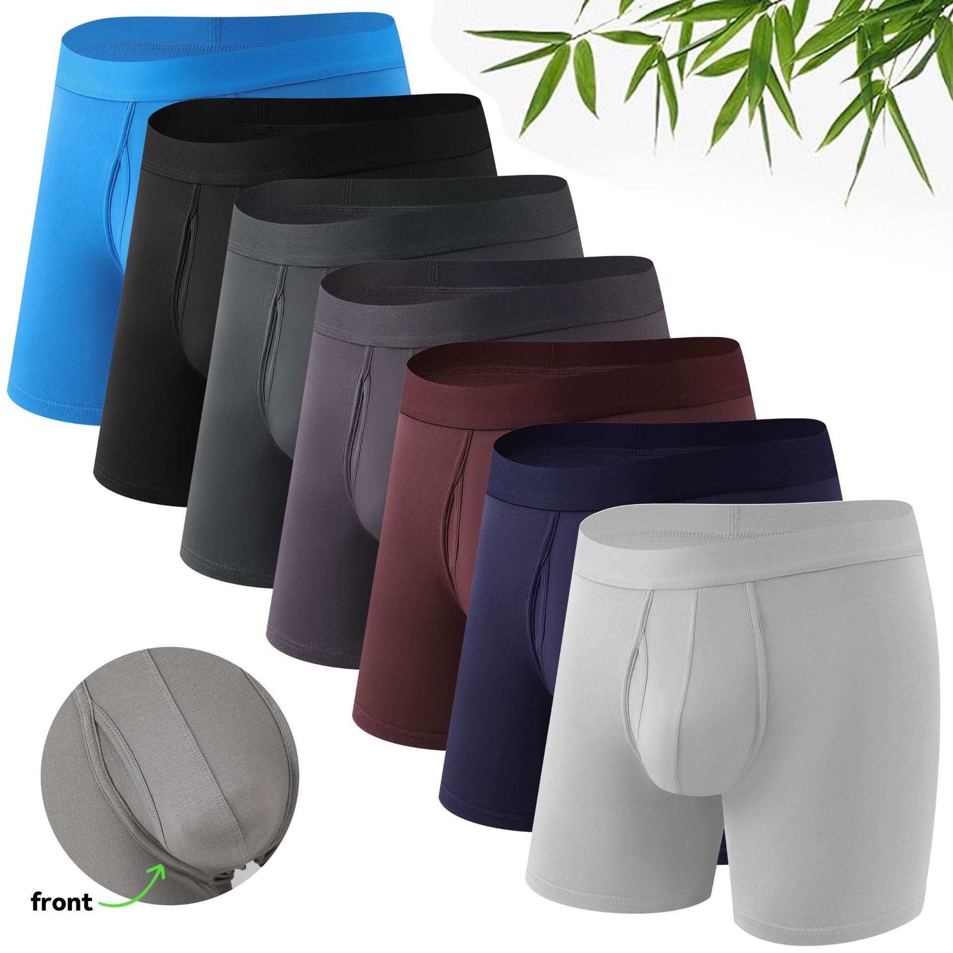 Men's Solid Color Bamboo Fiber Boxer Brief, Breathable Comfy Underwear for Daily Wear, Casual Men's Underwear for All Seasons, Stretchy Underwear, Base Underwear, Everyday Wear Underwear, Underwear Boxers, Underwear Boxers Set