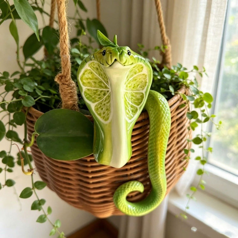 ✨Great Value Pick｜Creative Lime Slice Cobra Pot Perch Unique Artistic Plant Decor