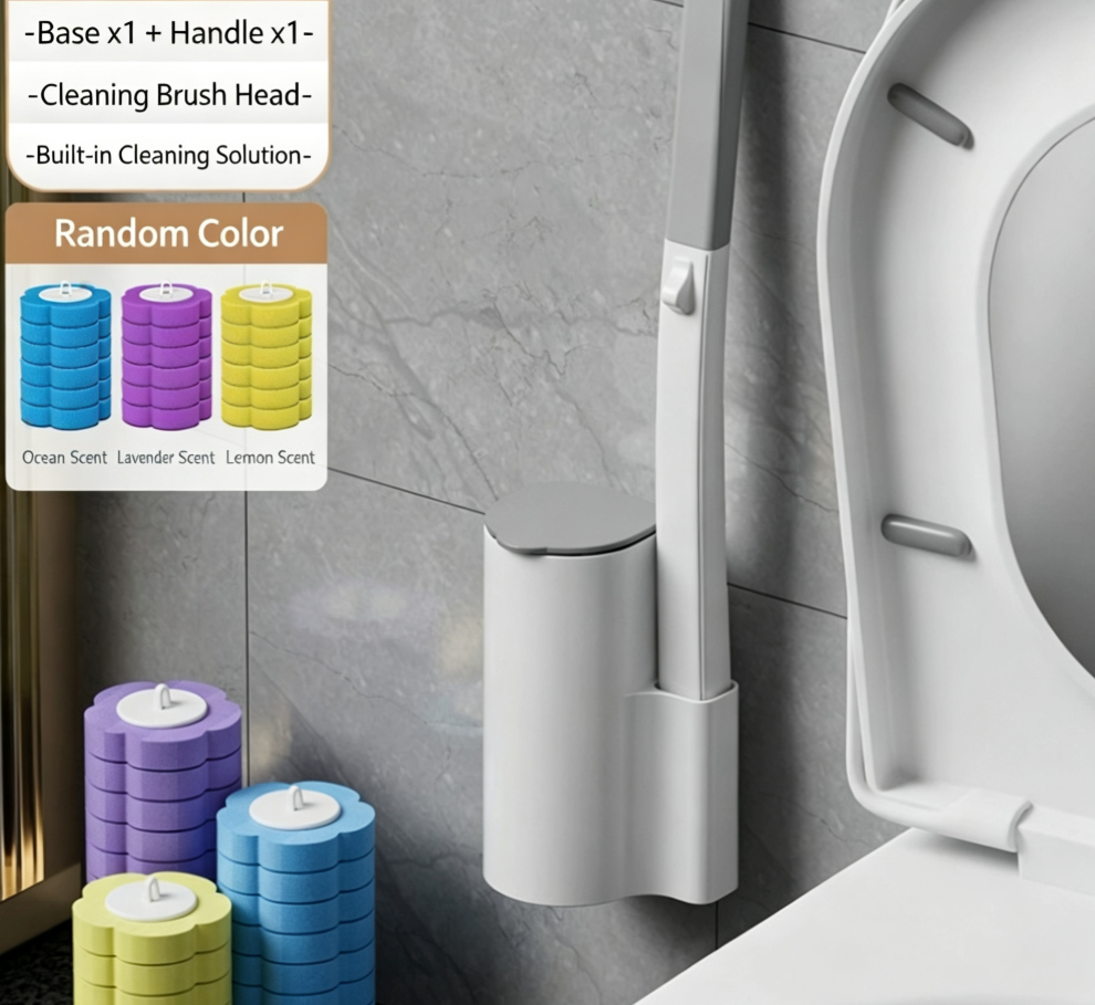 💥Exclusive Limited Deal｜Wall Mount Disposable Toilet Brush Set ✧Built-in Detergent No-Touch Disposable Scrubber