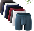 Men's Solid Color Bamboo Fiber Boxer Brief, Breathable Comfy Underwear for Daily Wear, Casual Men's Underwear for All Seasons, Stretchy Underwear, Base Underwear, Everyday Wear Underwear, Underwear Boxers, Underwear Boxers Set