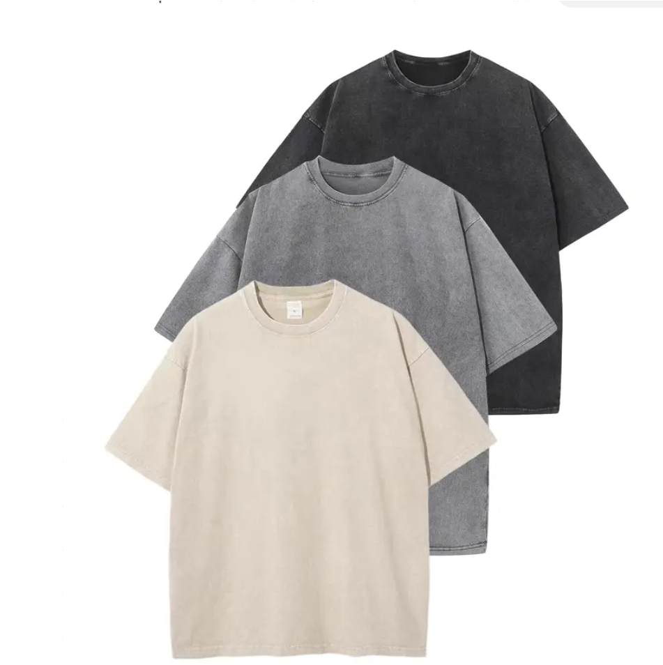 ✨Big Discount✨3 Pack Acid Wash Oversized T Shirt Unisex Cotton Crew Neck Casual Streetwear Basic Tops