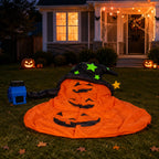 🎃Giant Inflatable Halloween Pumpkin Stack with Witch Hat – Light-Up Outdoor Yard Decoration