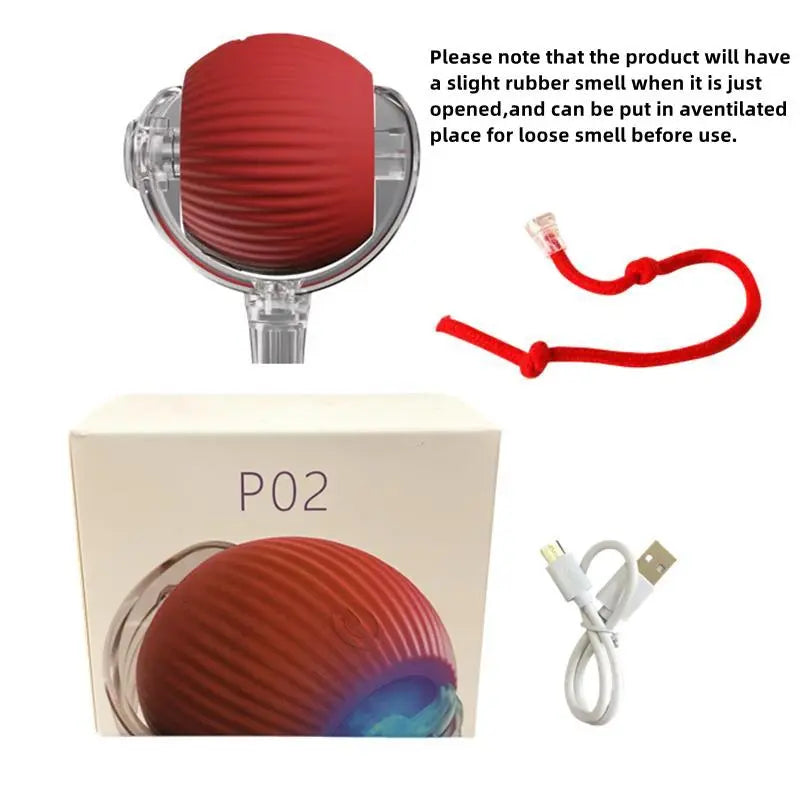 Electric Rolling Cat Ball Toy with Rope, Interactive Cat Teaser Toy, Automatic Ball Toy Pet Supply for Dogs & Cats, Interactive Kitten Wand, Kitty