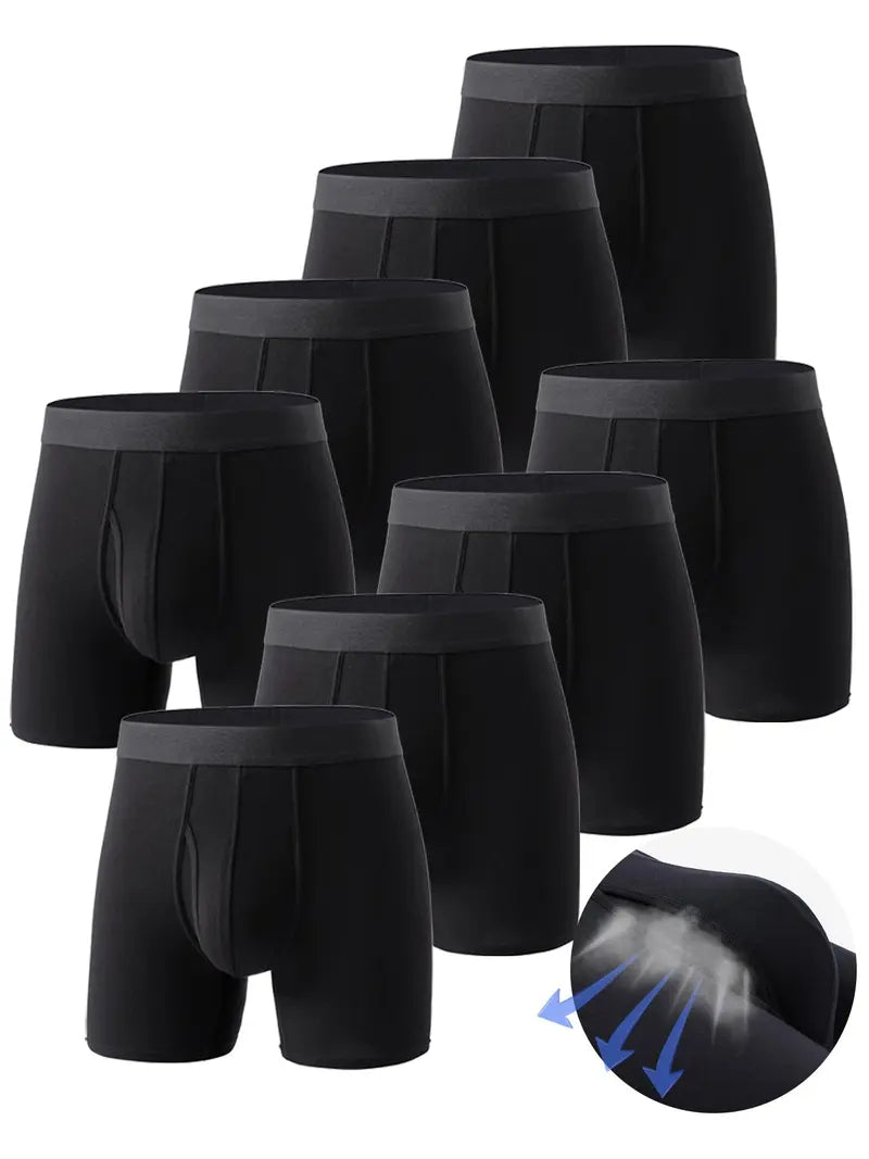 Men's Solid Color Bamboo Fiber Boxer Brief, Breathable Comfy Underwear for Daily Wear, Casual Men's Underwear for All Seasons, Stretchy Underwear, Base Underwear, Everyday Wear Underwear, Underwear Boxers, Underwear Boxers Set