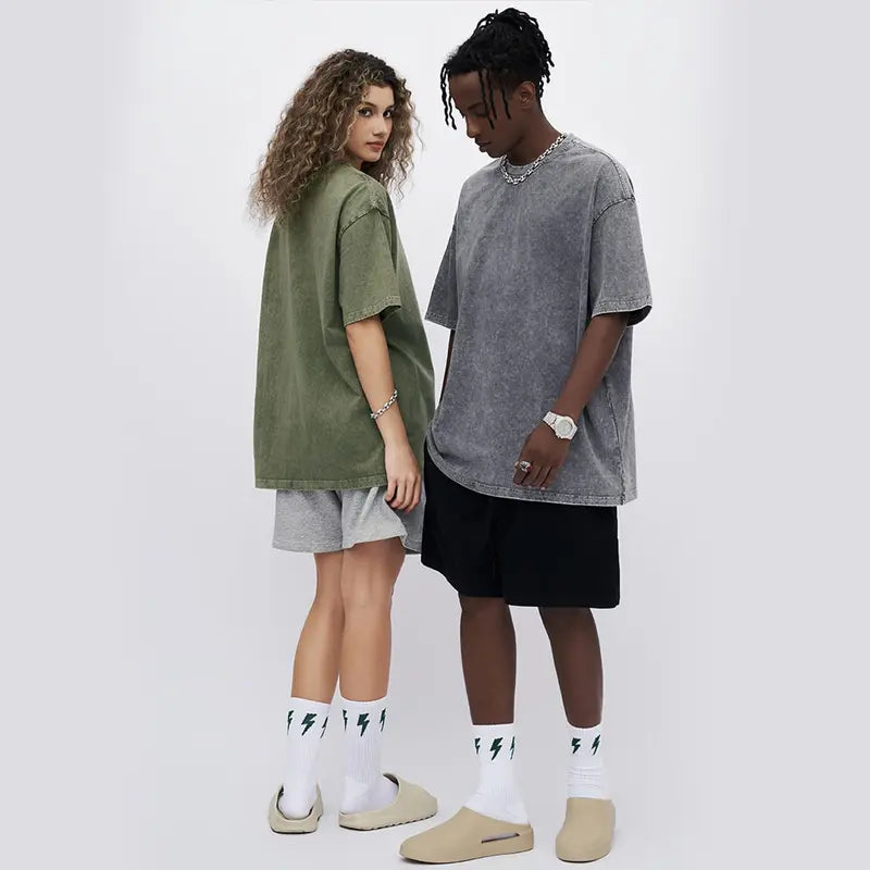 ✨Big Discount✨3 Pack Acid Wash Oversized T Shirt Unisex Cotton Crew Neck Casual Streetwear Basic Tops